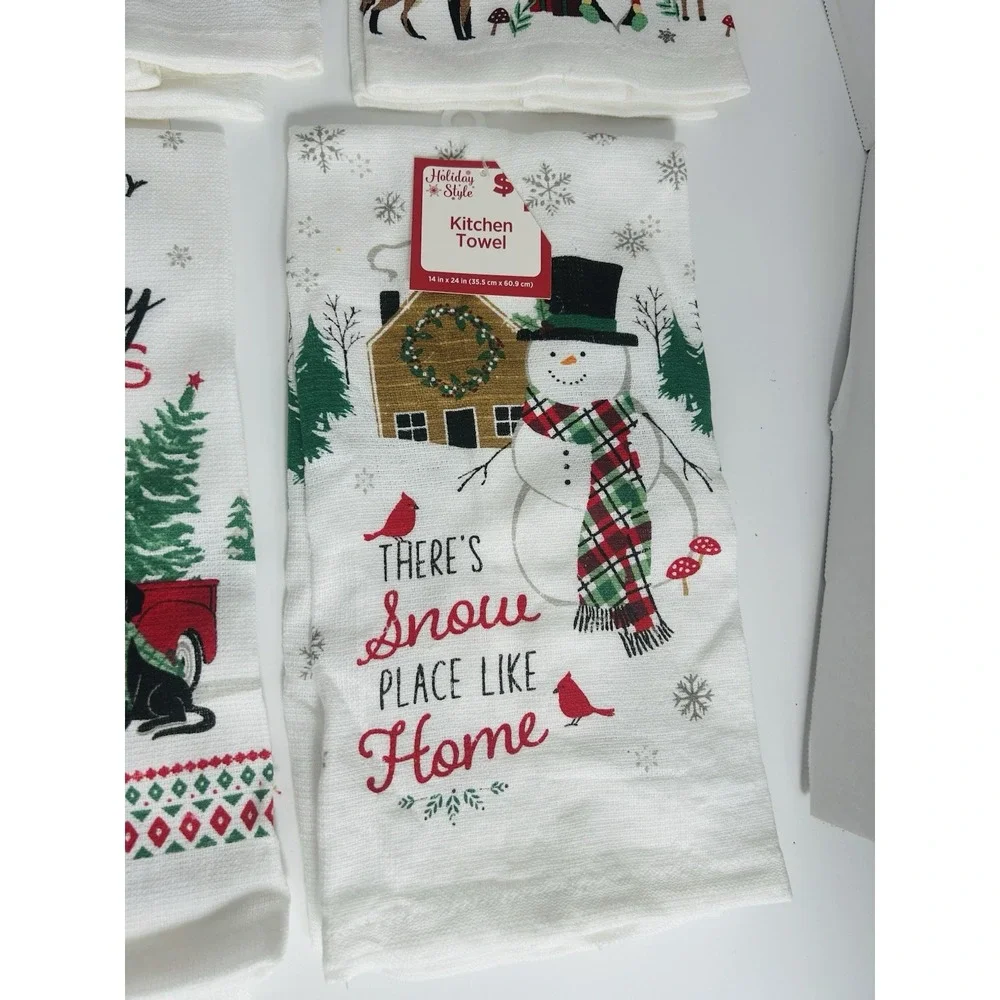 LOT of 6 Christmas Holiday Tea Hand Towels Woodland Snowman Red‎ Truck Joy Merry